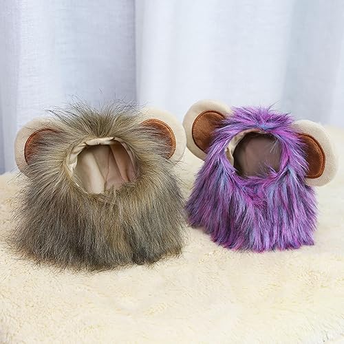 Miniatura 7 de Sombrero para mascotas, paquete de 2 sombreros de melena de león para perro, para fiesta de Halloween, cosplay, disfraz ajustable de melena de león