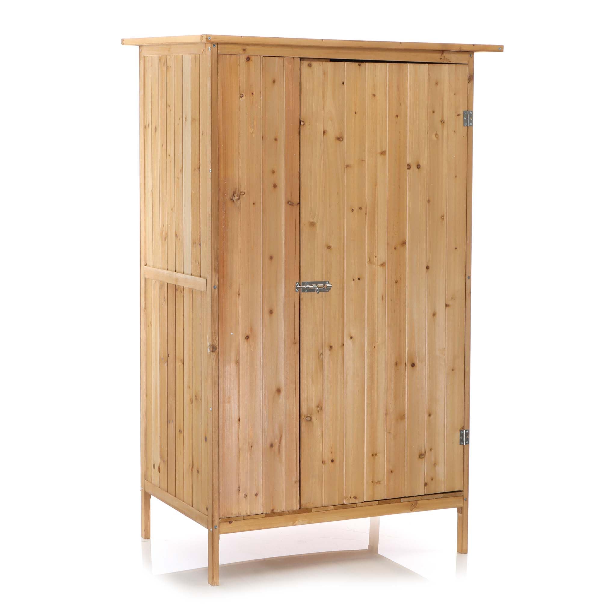 Utility Shed Wood Natural Colour 1 Door 92x57x154cm Tool Cabinet Outdoors