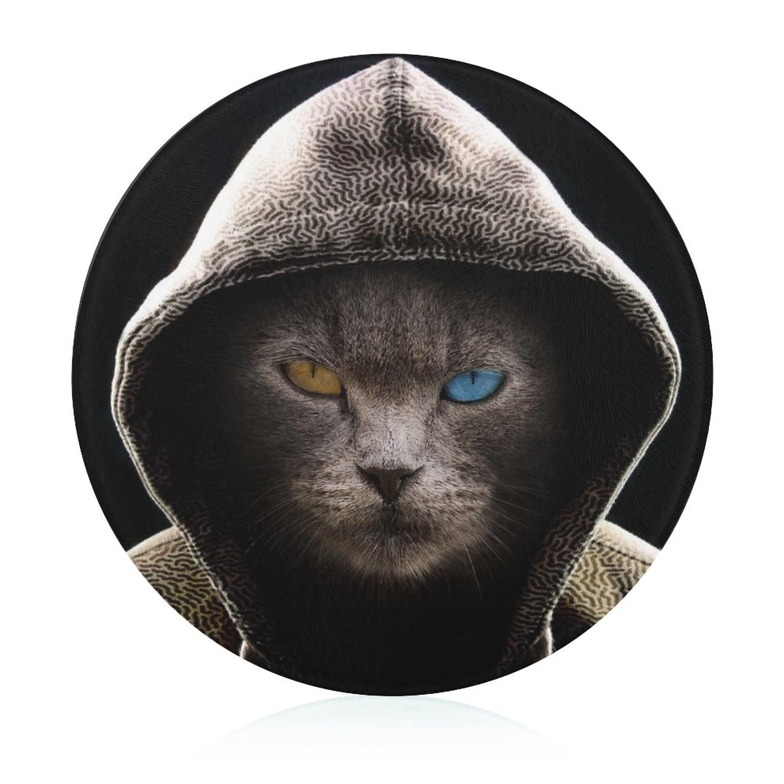Planche à découper en verre trempé chat à capuche anti-bactérie et antidérapante