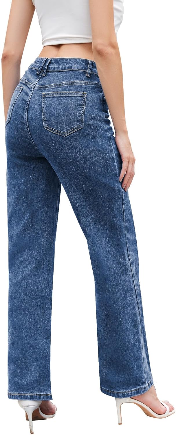 Jeans for Women Trendy High Waisted Straight Jeans Loose Wide Leg Stretchy Denim Pants with Pockets 2025 Fashion - Image 2