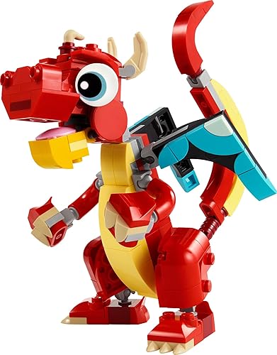 Miniatura 5 de LEGO Creator 31145 - Juguete de dragón rojo 3 en 1, se transforma de juguete de dragón a juguete de pez a juguete de fénix, idea de regalo para