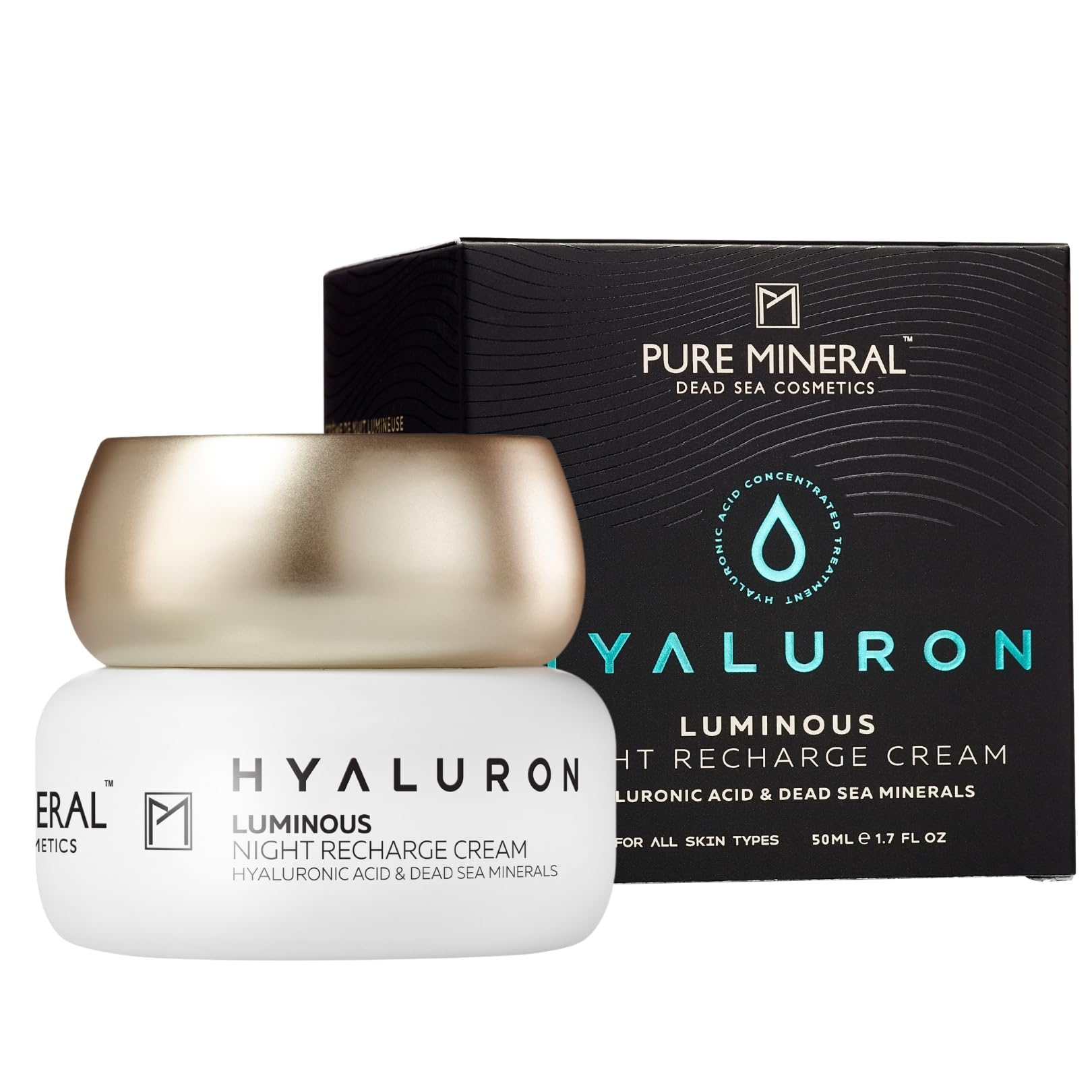 Pure Mineral, Radiant Regenerating Night Cream with Hyaluron for All Skin Types, Dead Sea Minerals, Intense Hydration
