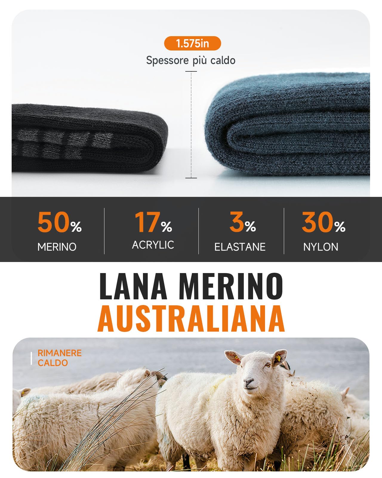 Alaplus Calzini Trekking in Lana Merino, Caldi Calzini Cotone Calze per Donna Uomo,Sportivi Calze Anti Vesciche per Escursionismo Trail, 3 paia