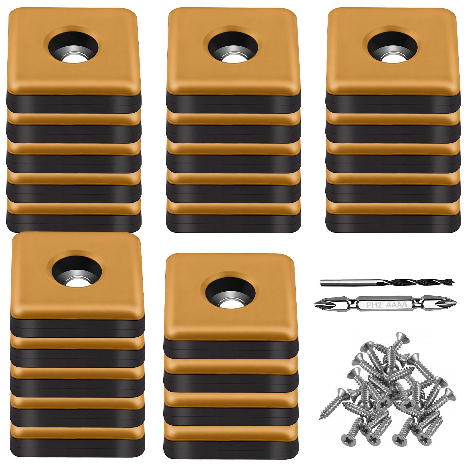 24PCS 25mm Square Screw On Gliders Orange Teflon Furniture Sliders