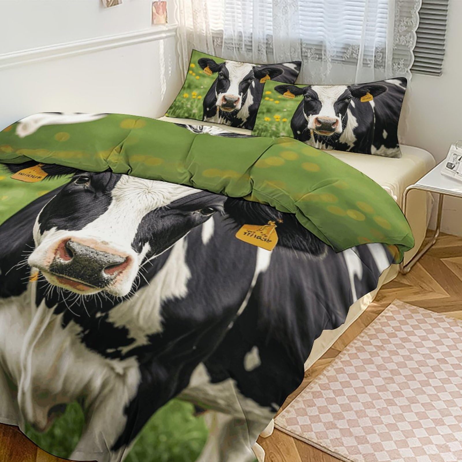Linge de lit motif vache douce pour une chambre cocooning mignonne