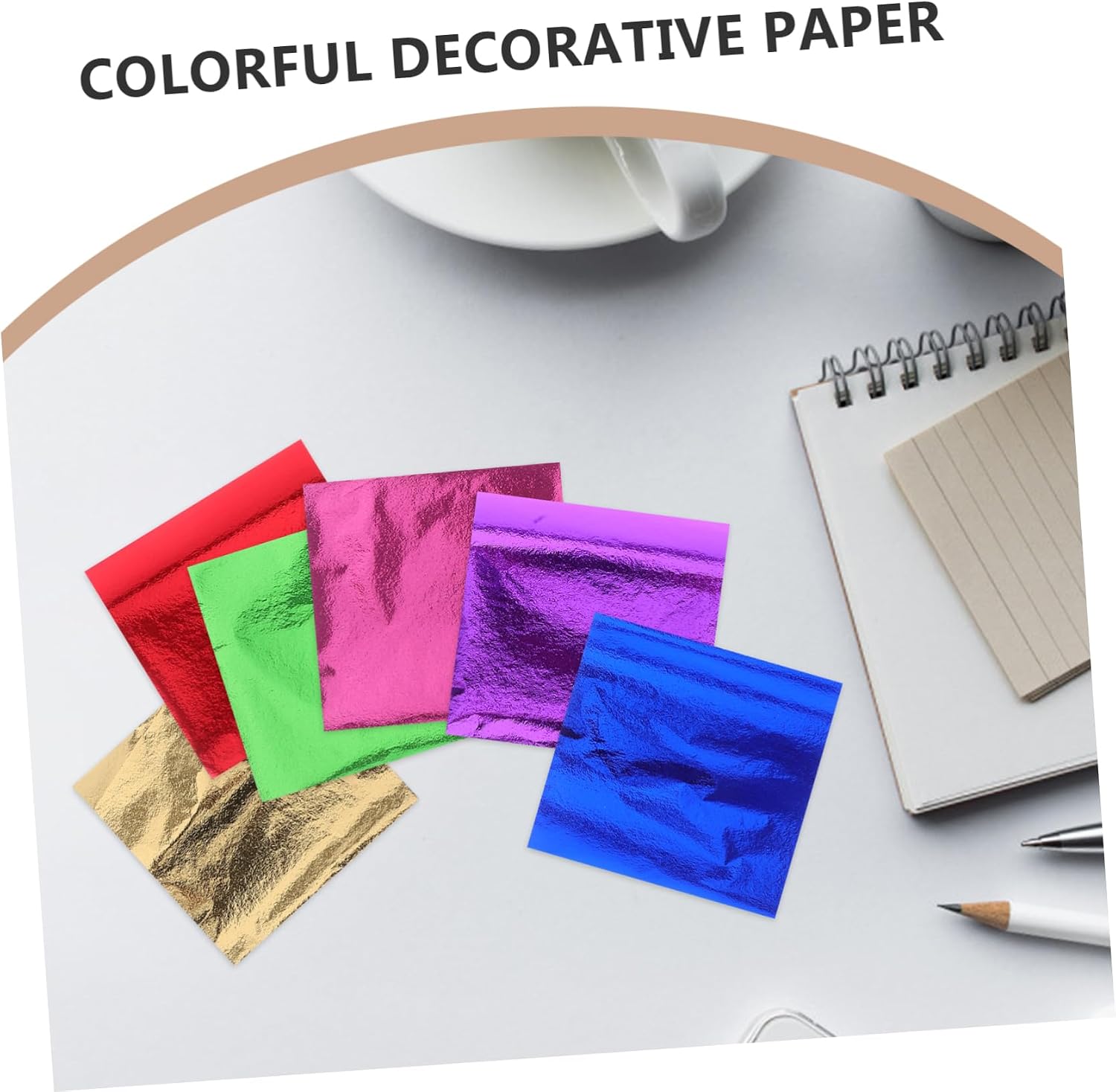 CIMAXIC 300pcs Art Foil Paper Green Gold Imitation Leaf Sheets for Home Decor Crafts
