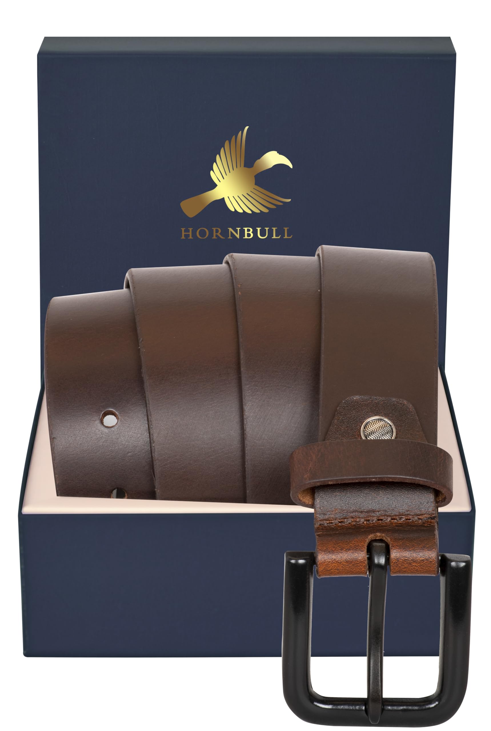 Hornbull Bravo Mens Leather Belt | Leather Belt For Men | Casual Mens Leather Belt, Wash Brown, Free Size