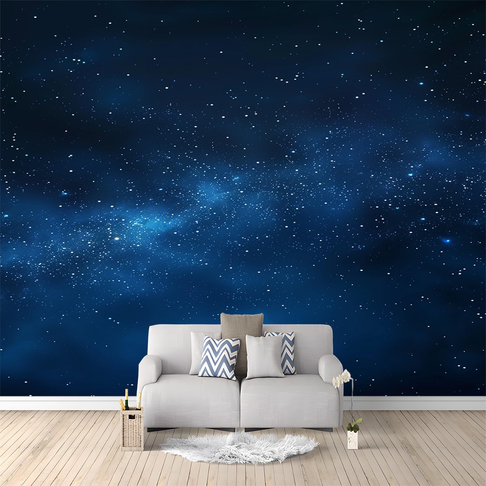 Fototapete 3D Effekt Sternenhimmel Dunkelblau 400x280 cm Vliestapete Wohnzimmer Schlafzimmer Vlies Tapete Art Wandtapete UV-Beständig Wanddekoration Tapete