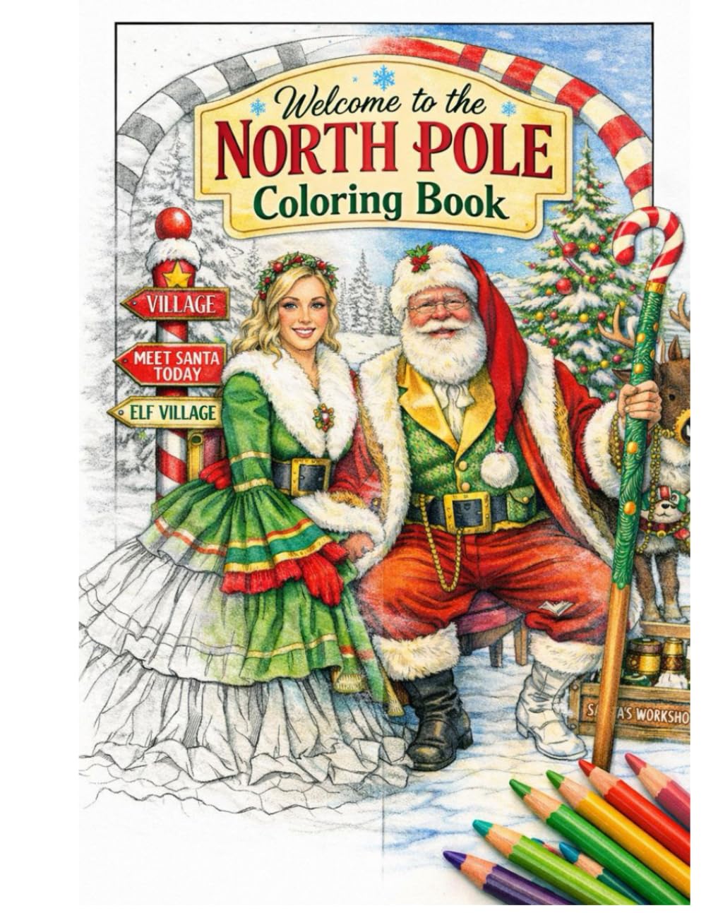 North Pole Coloring Book: Child & Adult Coloring Book