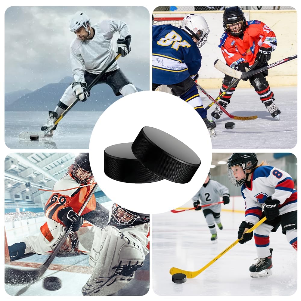 2 Pièces Pucks de Hockey de Pratique, Rondelles de Hockey sur Glace Palet en Caoutchouc Hockey en Plein Air pour Entraînement Classique Intérieur et Extérieur, 75 mm x 25 mm