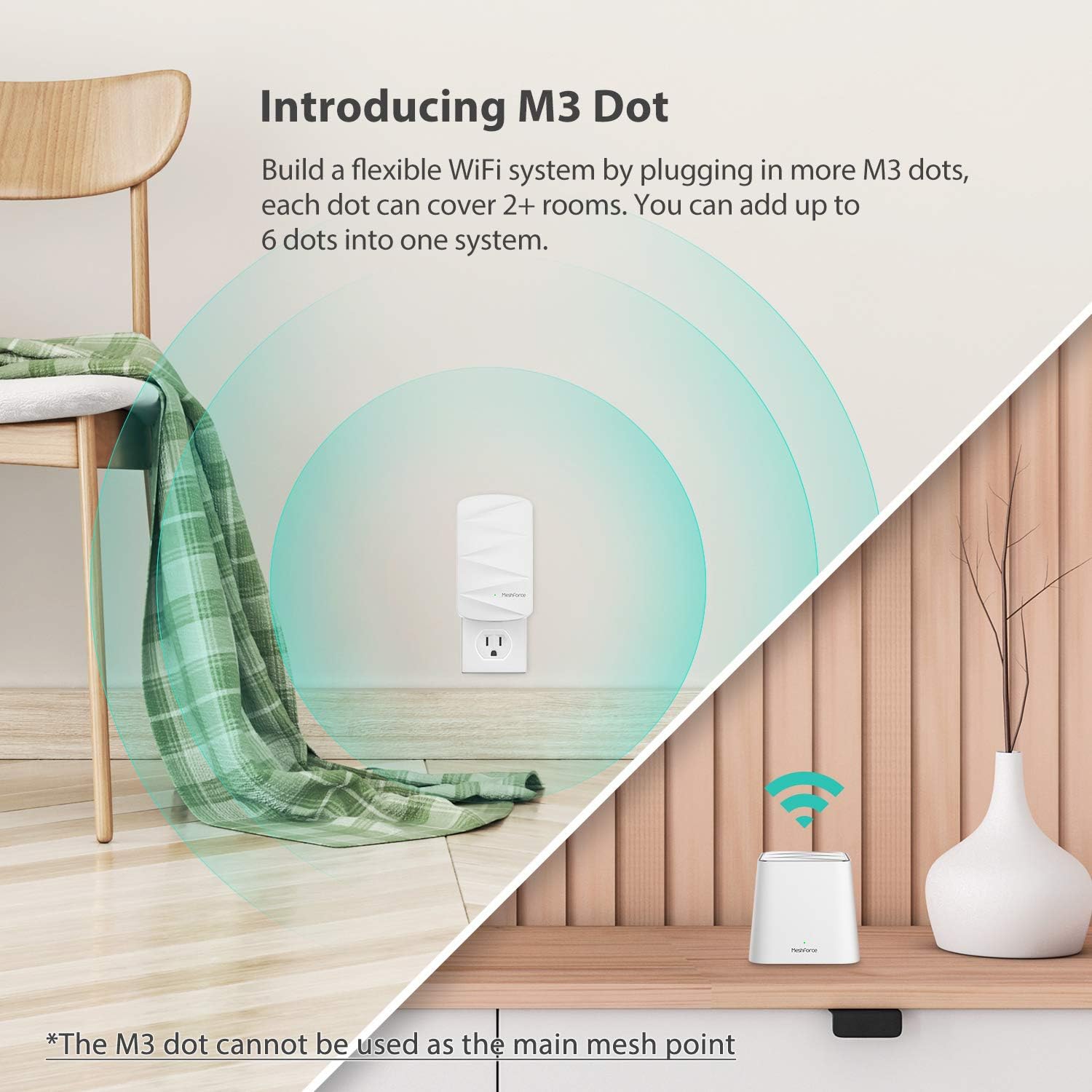 Hоt Dеаlѕ MeshForce M3 Dot Wall Plug WiFi Extender, Works with MeshForce M1 and M3 Whole Home Mesh WiFi System – Use with only MeshForce WiFi System