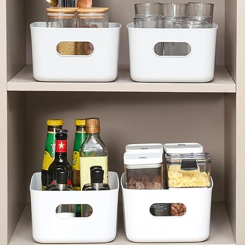 Miniatura 4 de Juego de 6 cubos de almacenamiento de plástico, 11.8 x 7.9 x 4.7 pulgadas, versátil organización y almacenamiento de despensa de cocina para