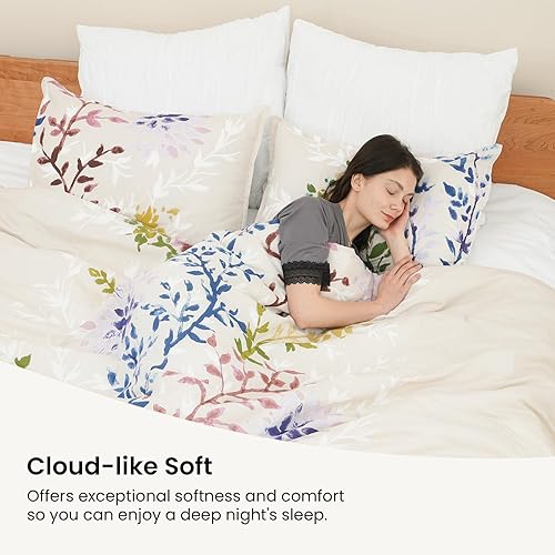 Miniatura 3 de Style Quarters - Juego de edredón Queen  4 piezas, 100% algodón, floral, bohemio, juego de edredón tamaño queen, juegos de cama suaves y cómodos