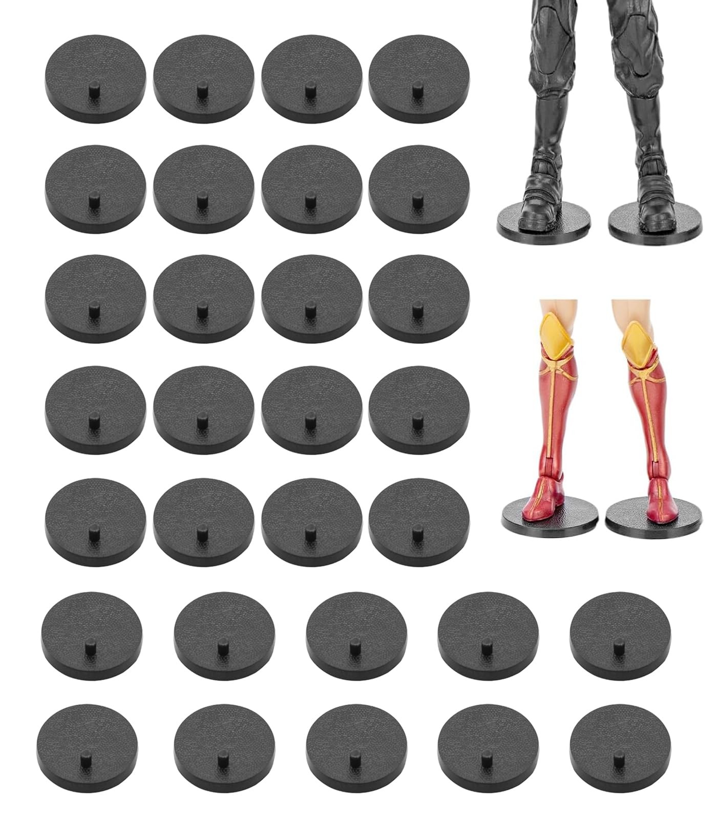 EBCO 50Pcs Action Figure Stand Bases - 32mm Black Plastic Stands For 6 Inch Figures