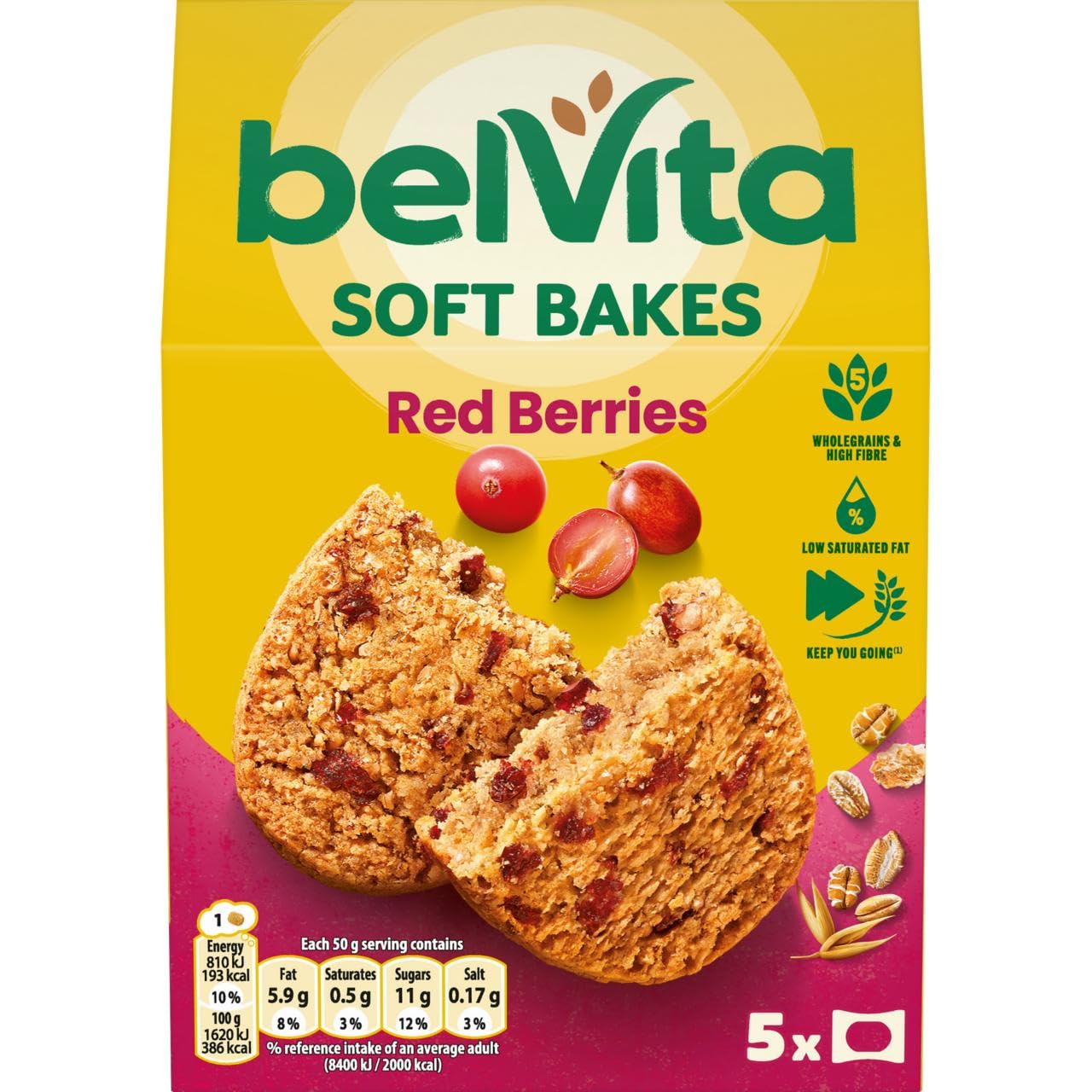 Red Berries Soft Bakes Breakfast Biscuits, 200 g, Pack of 10