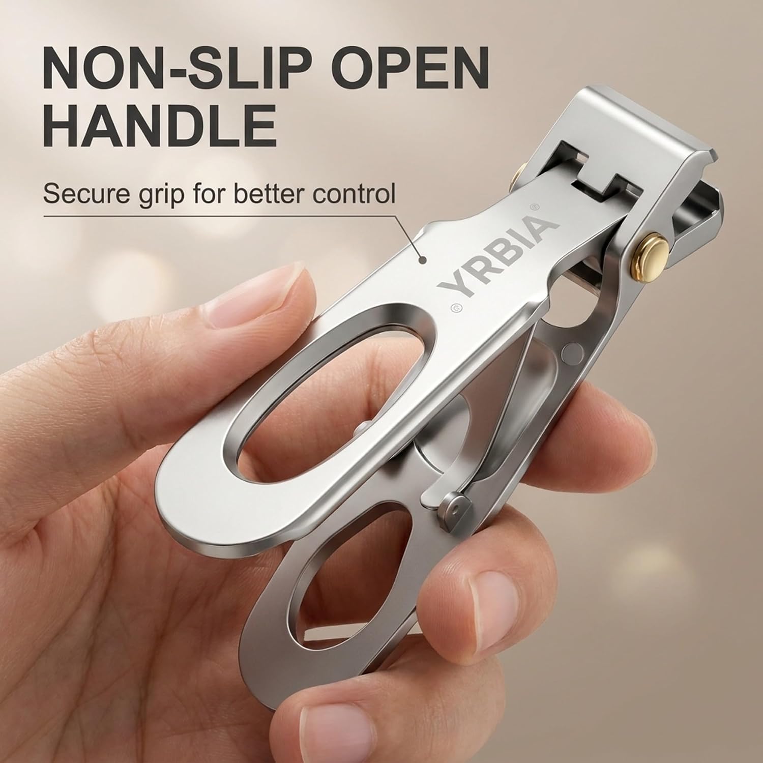 Nail Clippers with Catcher, YRBIA Ultra Sharp Wide Jaw Opening Extra Large Toenail Clippers for Thick Nails (Silver)