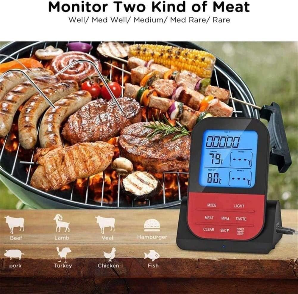 review Dual Probe Digital Cooking Meat Thermometer Large LCD Backlight Food Grill Thermometer for Smoker Kitchen Oven BBQ
