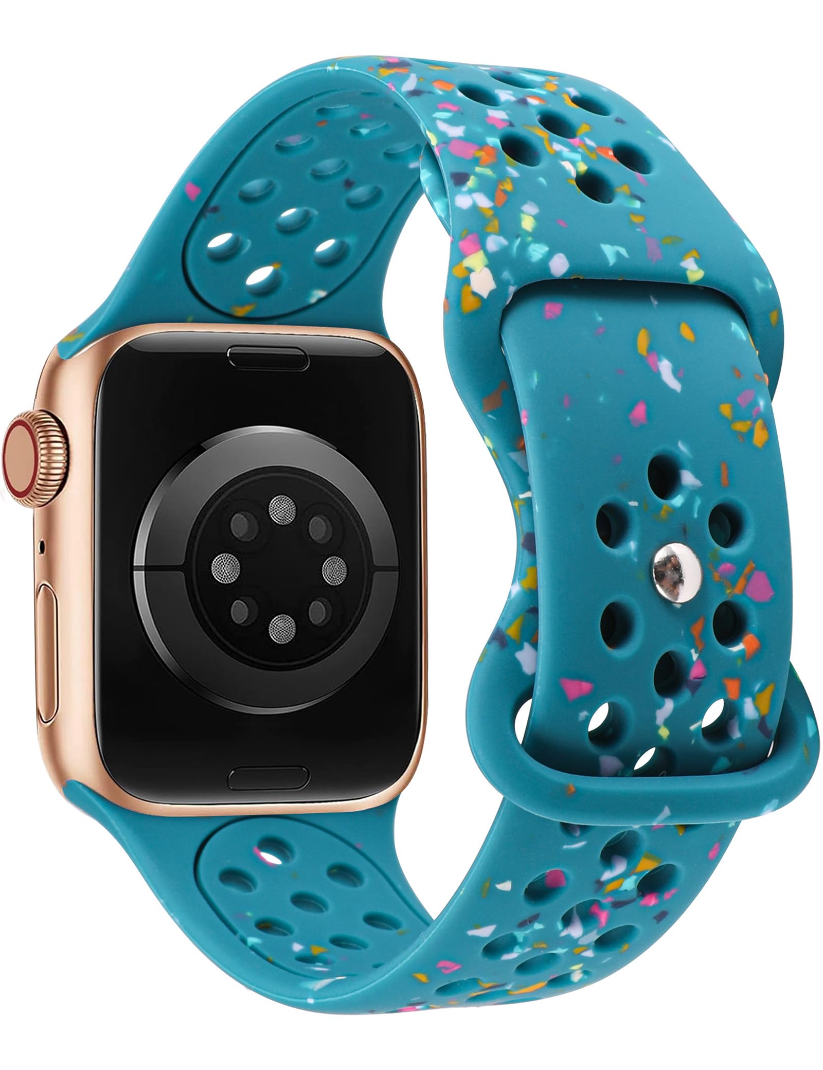 W-RARA Sport Bands Compatible with Apple Watch Band 38/40/41/42/44/45/46/49mm for Women Men, Recycled Plastic Soft Breathable Silicone Strap for