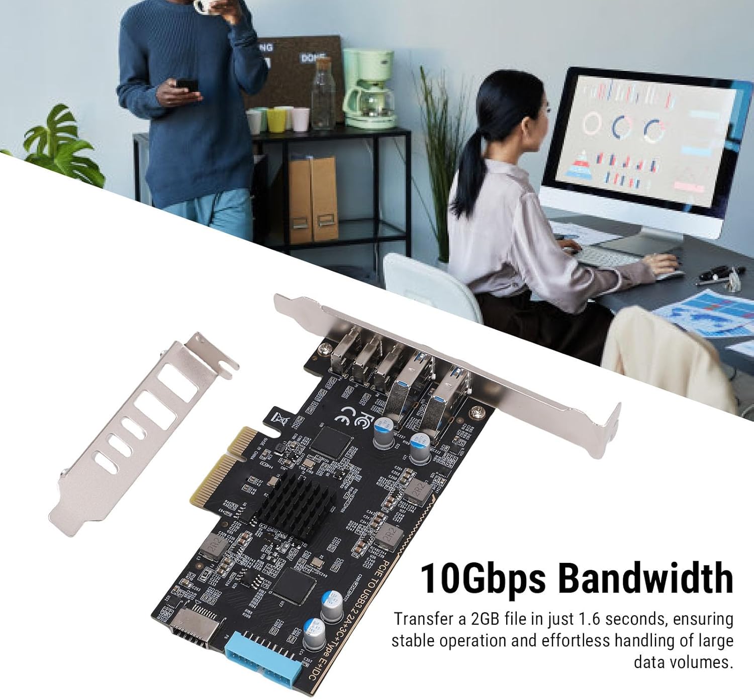 PCIe to USB 3.2 Gen 2 Card, 3 USB Type C and 2 USB Type A Expansion Card for for Linux, Supports High Speed Data Transfer up to 10Gbps