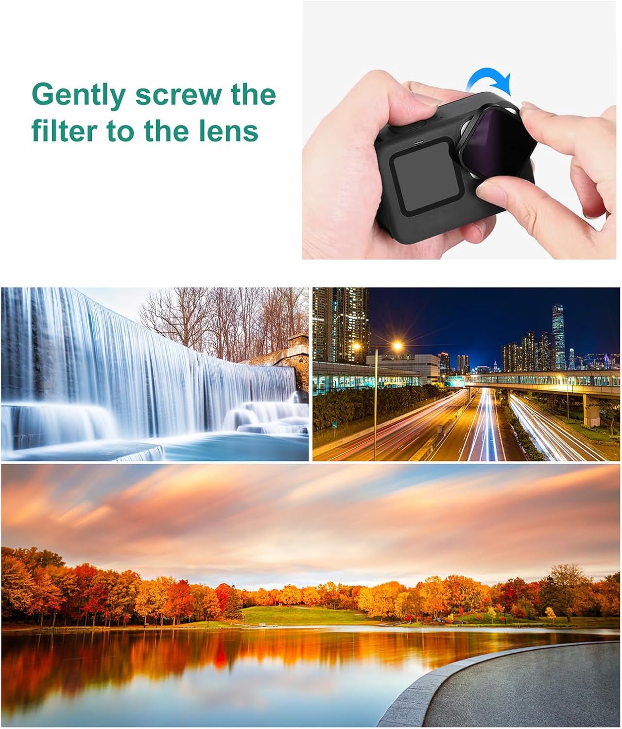 PULUZ Action Camera ND8 Lens Filter for GoPro Hero 12/11 / 11 Mini/ 10/9 Black, Multi Coated HD Optical Glass/Ultra Slim Aluminum Frame for GoPro Accessories