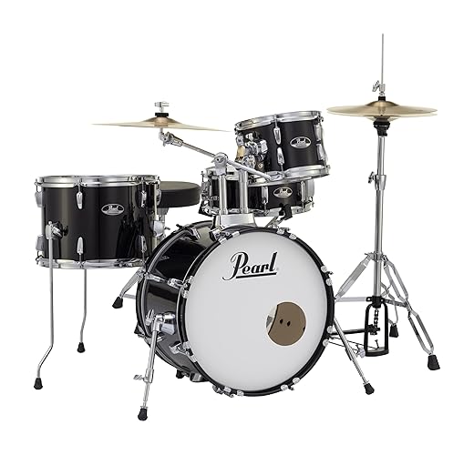 Set de batería Pearl Roadshow completo de 4 piezas con platillos y soportes, negro azabache (RS584C/C31)