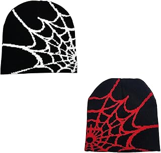 Y2k Beanie Spider Web Beanie Women Mens Knit Spider Web Beanie Hat Gothic Spider Pattern Wool Acrylic Knit Hat