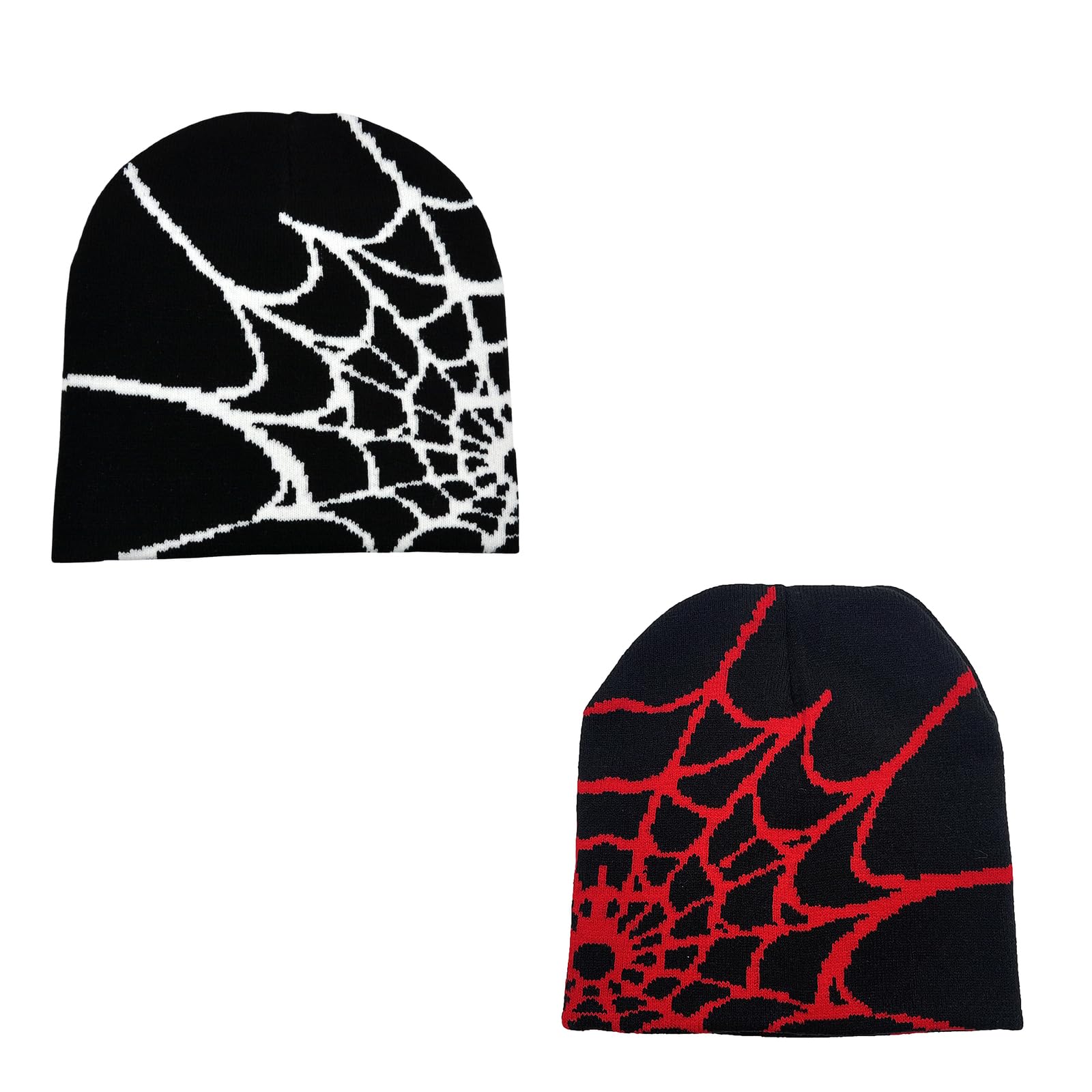 DiskebuissY2k Beanie Spider Web Beanie Women Mens Knit Spider Web Beanie Hat Gothic Spider Pattern Wool Acrylic Knit Hat