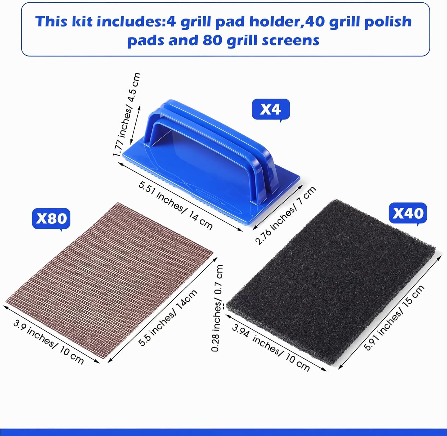 Reallnaive 124 Pcs Griddle Cleaning Kit for Flat Top Grill,Blue image 3