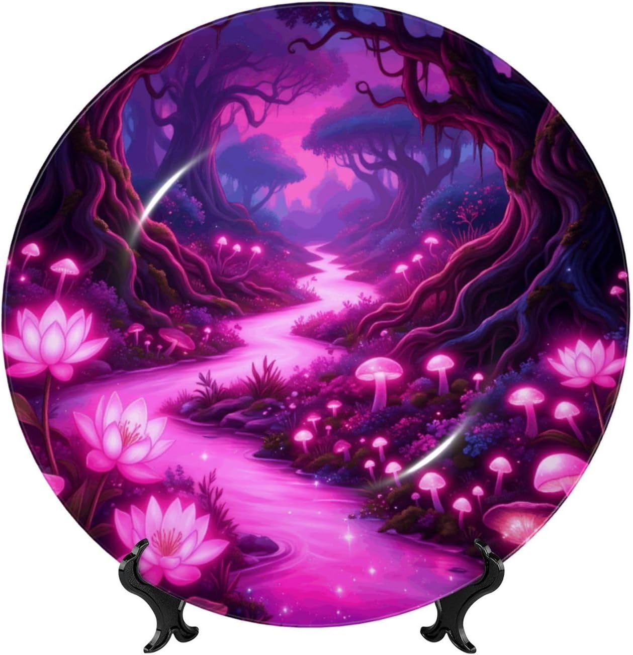 Enchanted Rose Pathway Style Ceramic Plate Display Decorative Plate With Stand Wall Hanging Plate For Home Decor 10 Inch