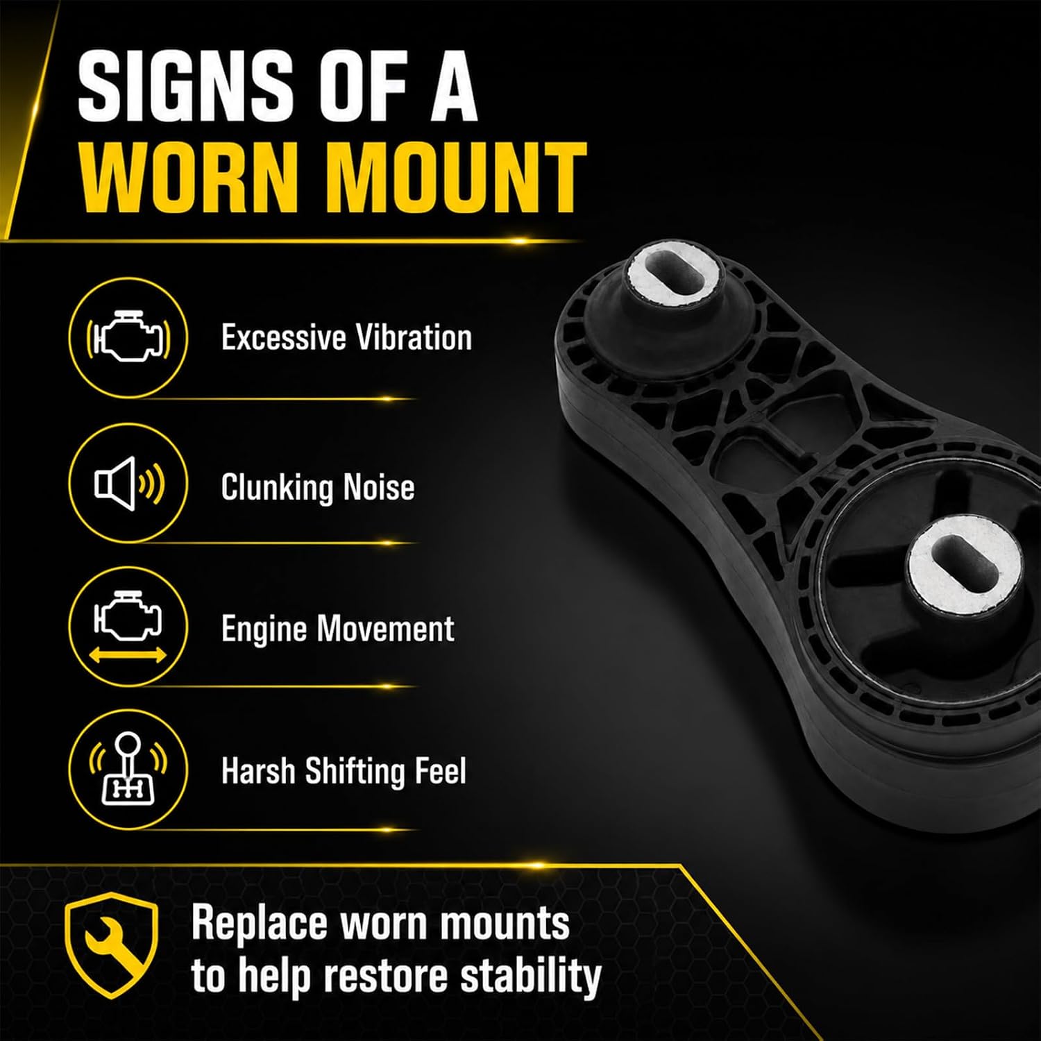 A5444 Rear Engine Motor Mount Torque Strut Mount Compatible with 2009-2017 Buick Enclave Chevy Traverse GMC Acadia Saturn Outlook 3.6L V6, Replace 25840458 EM3141