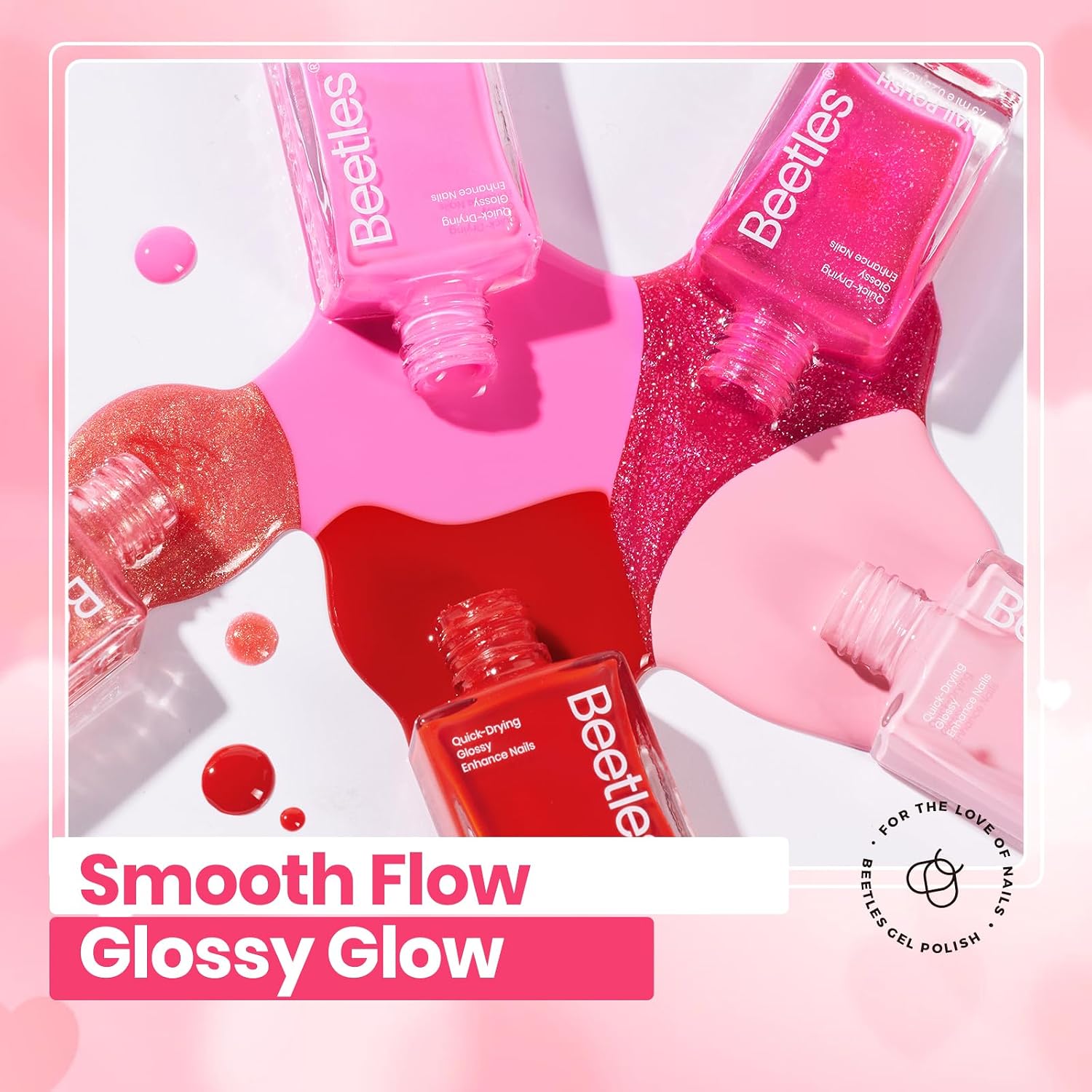 Beetles Pink Nail Polish Set - Love's Prism 12 Colors Spring Nail Polish Set, Salon Long Lasting DIY Pink Nails Art Pastel Spring Nails Gifts for Her