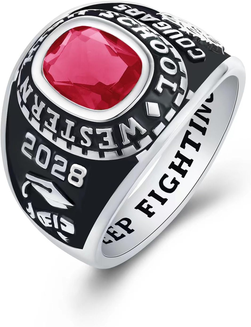 Official Mementos USA Premium American Brand Class Ring for Men – Express 5 Day Option - Ultimate Collection – Genuine Silenium, 925 Sterling Silver or 10KT Gold – Customized High School College University Class Ring – Graduation Gifts
