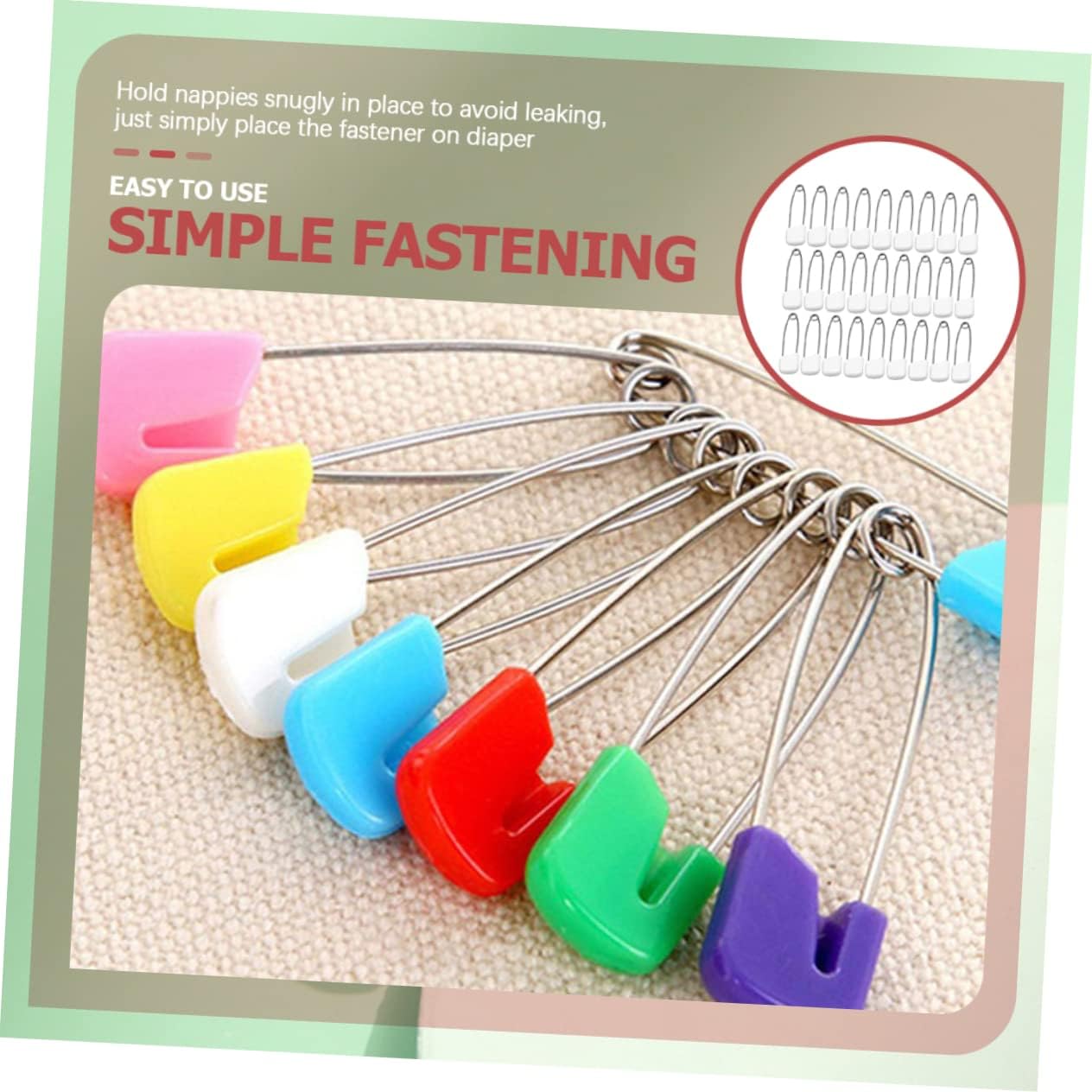 Tofficu 100pcs Plastic Head Safety Pins Cloth Diaper Pins with Locking Closure for Bibs and Blankets Durable and Plastic