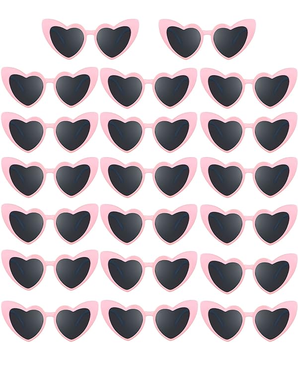 Flutesan 20 Pairs Retro Heart Sunglasses - Vintage Cat Eye Glasses for Women, Bachelorette Bride Bulk(Pink,Gray) by Flutesan - Used condition - US$12.25