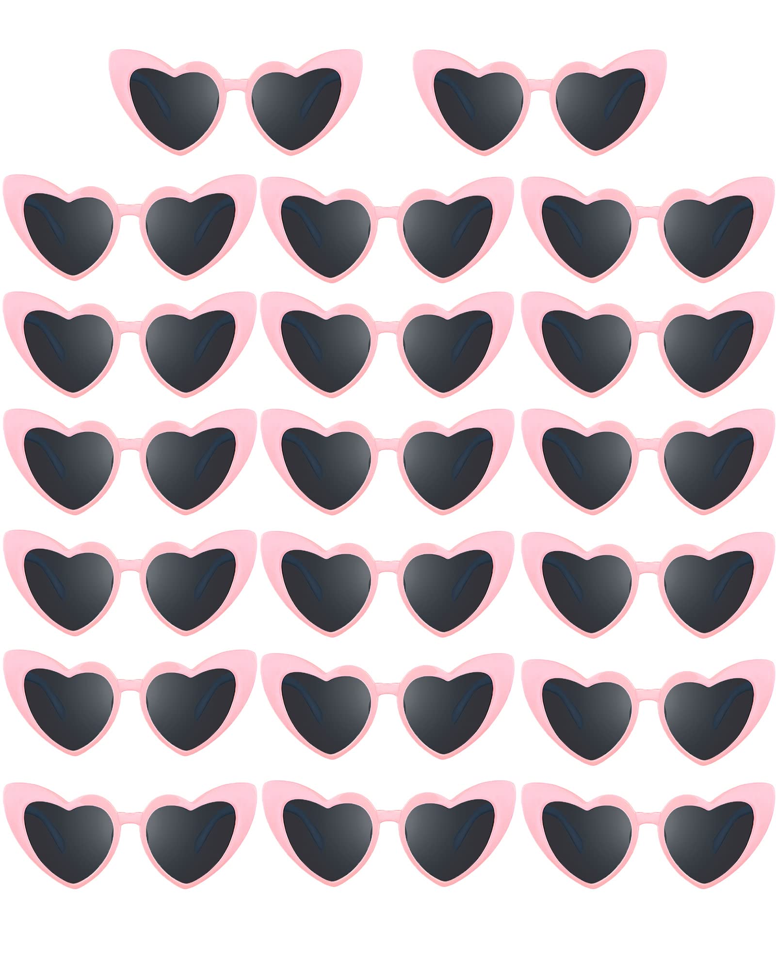 Flutesan 20 Pairs Valentine Retro Heart Sunglasses - Vintage Cat Eye Glasses for Women, Bachelorette Bride Bulk