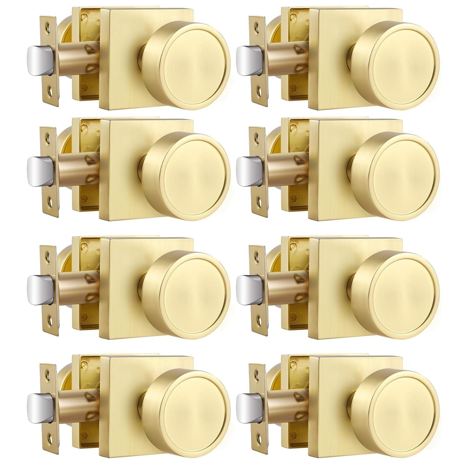 Haidms Gold Passage Door Knobs Interior, Heavy Duty Zinc-Alloy (8 Pack)