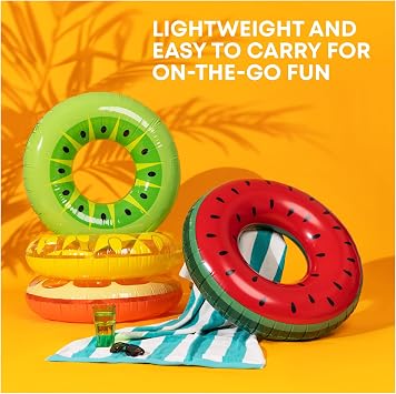 SPLASH! Inflatable Swimming Ring 90cm - Durable PVC Inflatable Ring Pool Float, Supports up to 80kg - Pool Inflatables for Adults and Kids - Certified Safe, Easy to Deflate Inflate