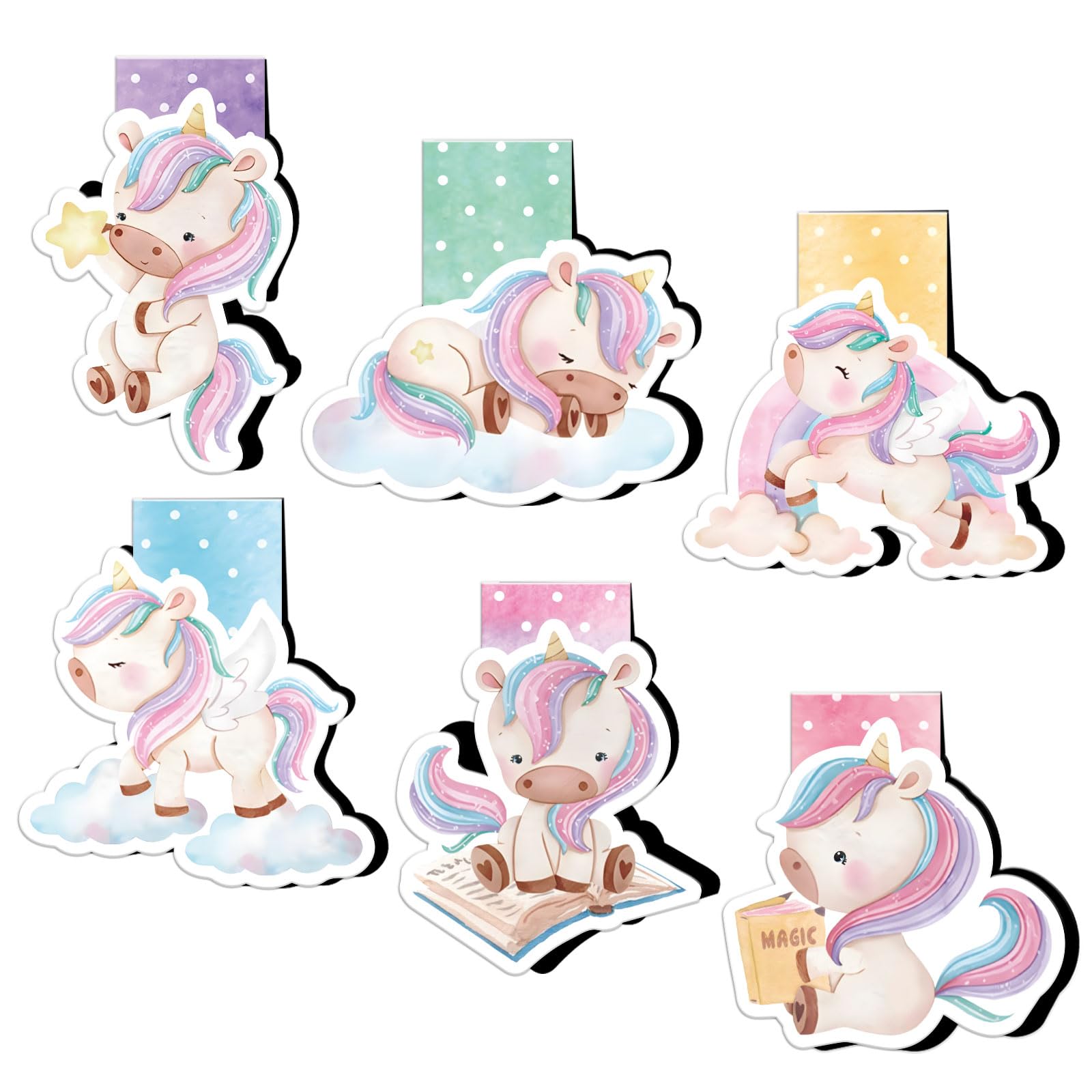 BETESSIN Regalo Cumpleaños Niñas 6pcs Marcadores de Libros de Unicornio Marcapáginas Magnéticas Detalle Regalo para Lectura Fiesta de Cumpleaños Navidad Niñas Infantiles