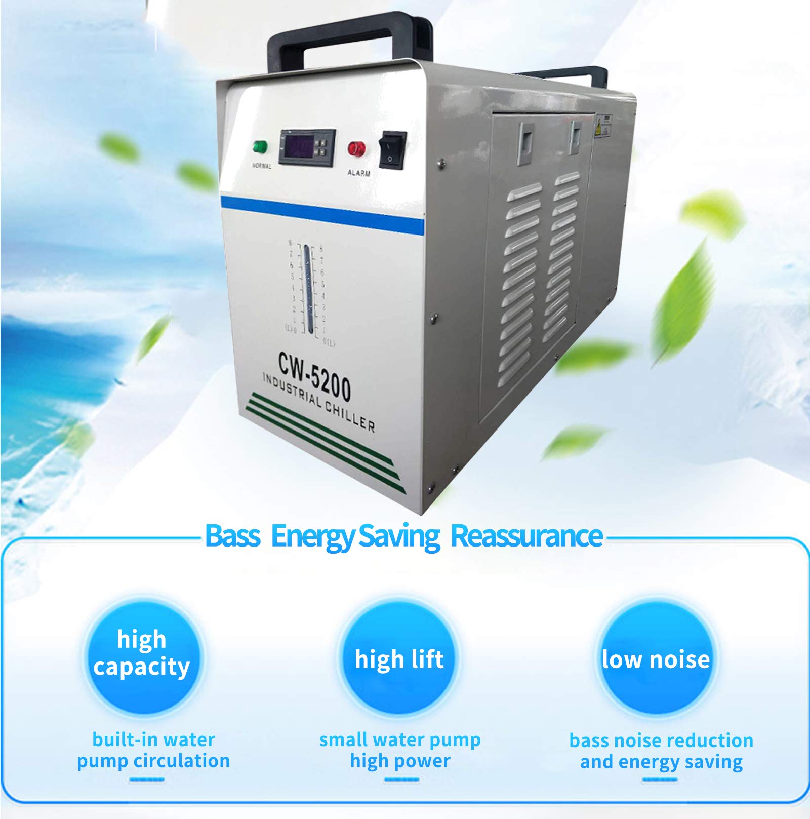 YUEWO CW5200 110V Industrial Water Chiller 10L Capacity Water Cooler Machine for Still Water Distiller Wine Making Kit