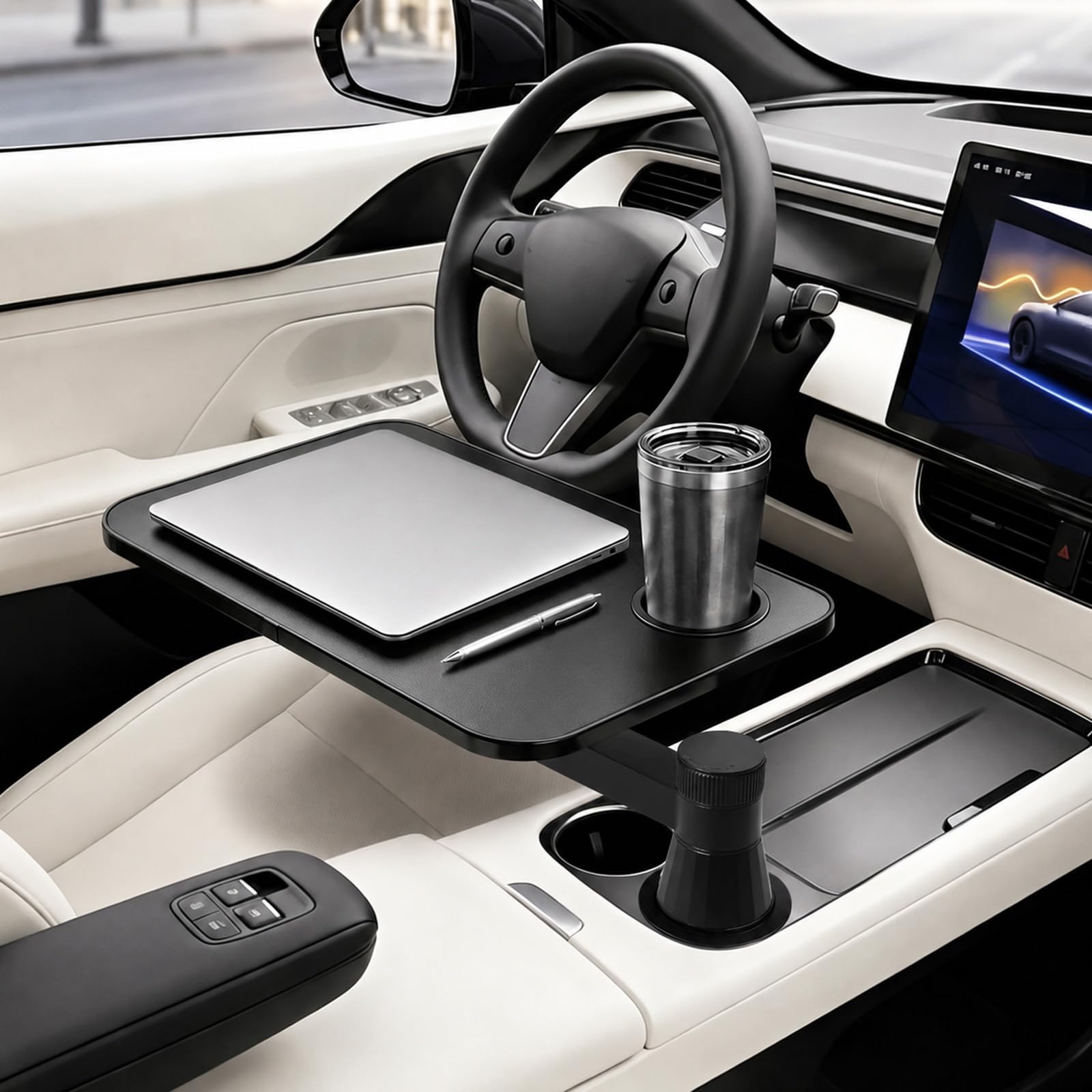 Photo 1 of 360° Rotating Car Desk Tray for Laptop & Food, Fits Tesla Model Y/3/S
