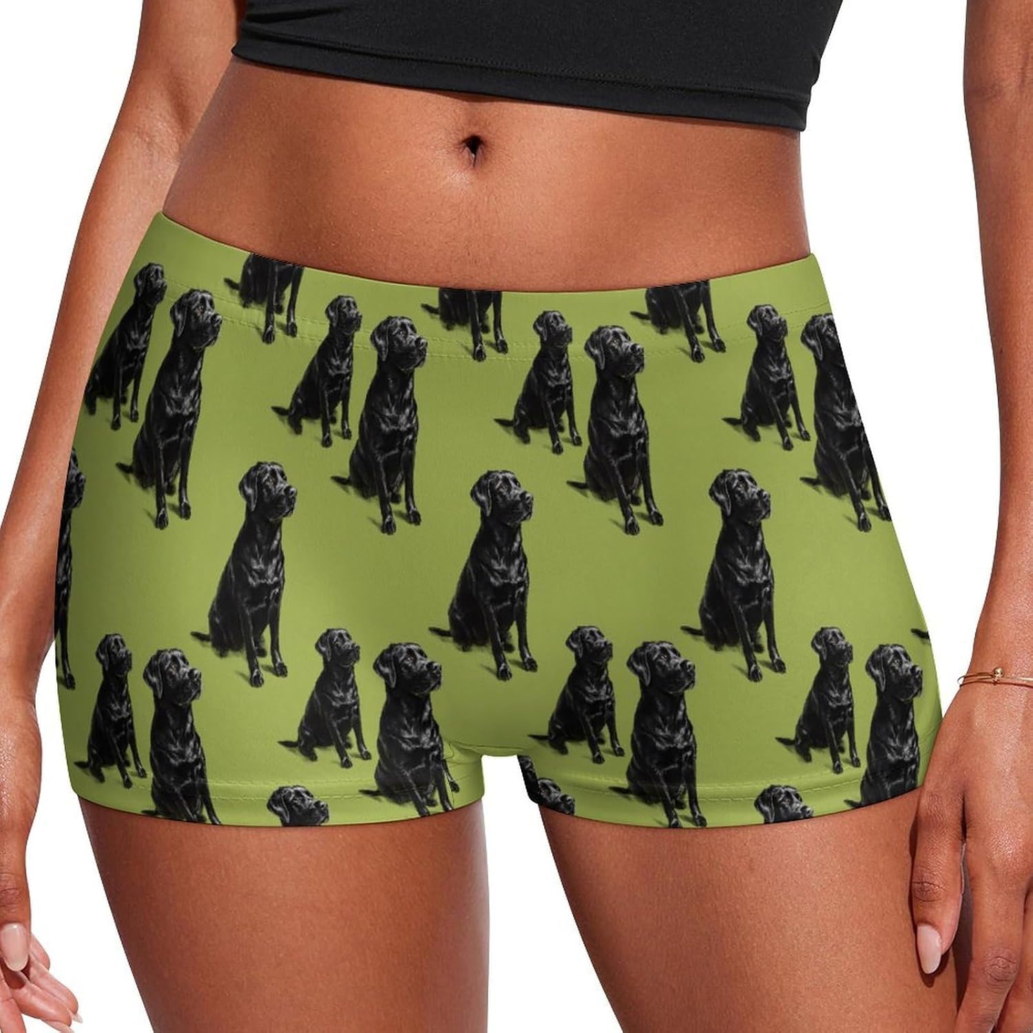 Black Labrador Dogs Fashion Women's Boxer Briefs Breathable Underpants Trunks Stretch Underwear