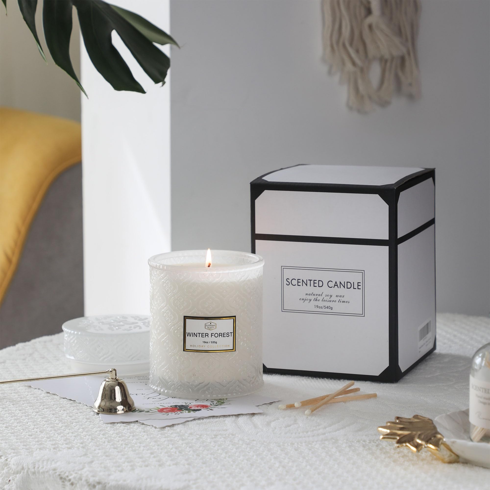 Velas de Navidad, vela de bosque de invierno, velas grandes de 19 onzas para el hogar, vela de aromaterapia, regalos de Navidad para mujeres, velas perfumadas de lujo para mujeres, 88 horas de tiempo