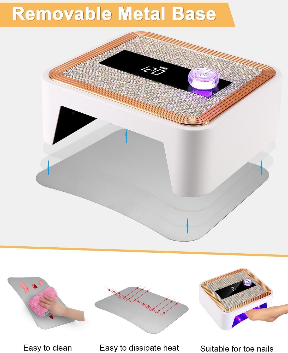 jutyum Lampe UV Ongles Gel, lampe LED Ongle sans fil avec 2000mAh, Machine UV LED pour Ongles, Séchoir à Ongles avec Capteur et Minuterie 120S, Lampe UV Vernis Semi Permanent pour Salon Maison