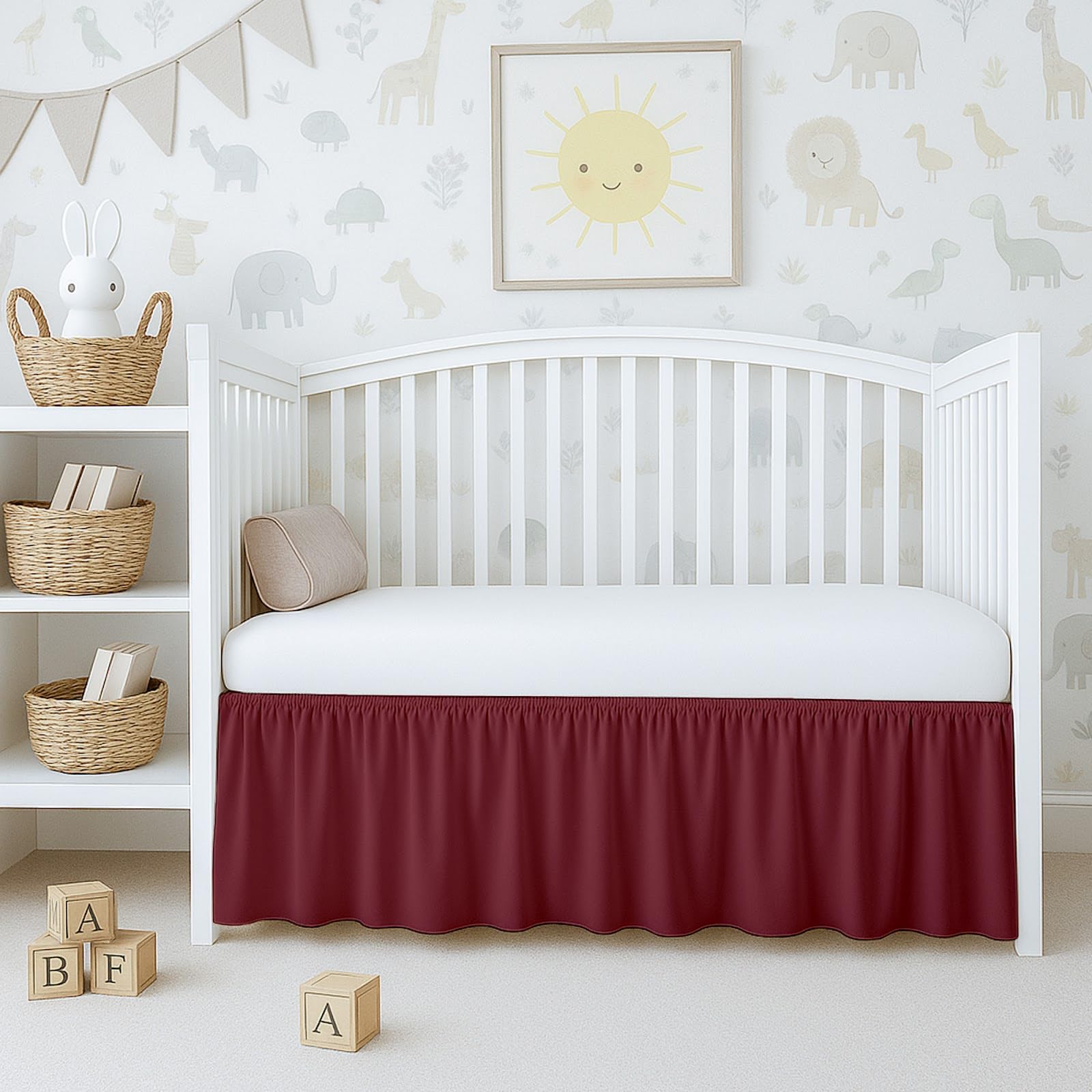 Crib Bed Skirt Hello Spud 100% Cotton Cib Skit Petite Uffle Pink