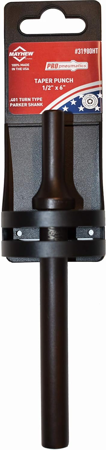 Mayhew Tools 32012HT Hang Tag Pneumatic Taper Punch, Black Oxide Finish, 1/8" x 18"