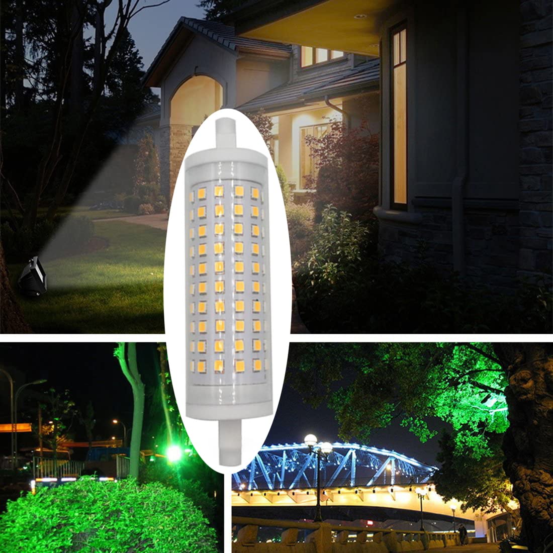 (Paquet de 4) Ampoule LED R7s 118 mm équivalent 150 W, 15 W J118 à double extrémité, ampoules de projecteur à base R7S, ampoules LED encastrées à intensité variable 1500 lm