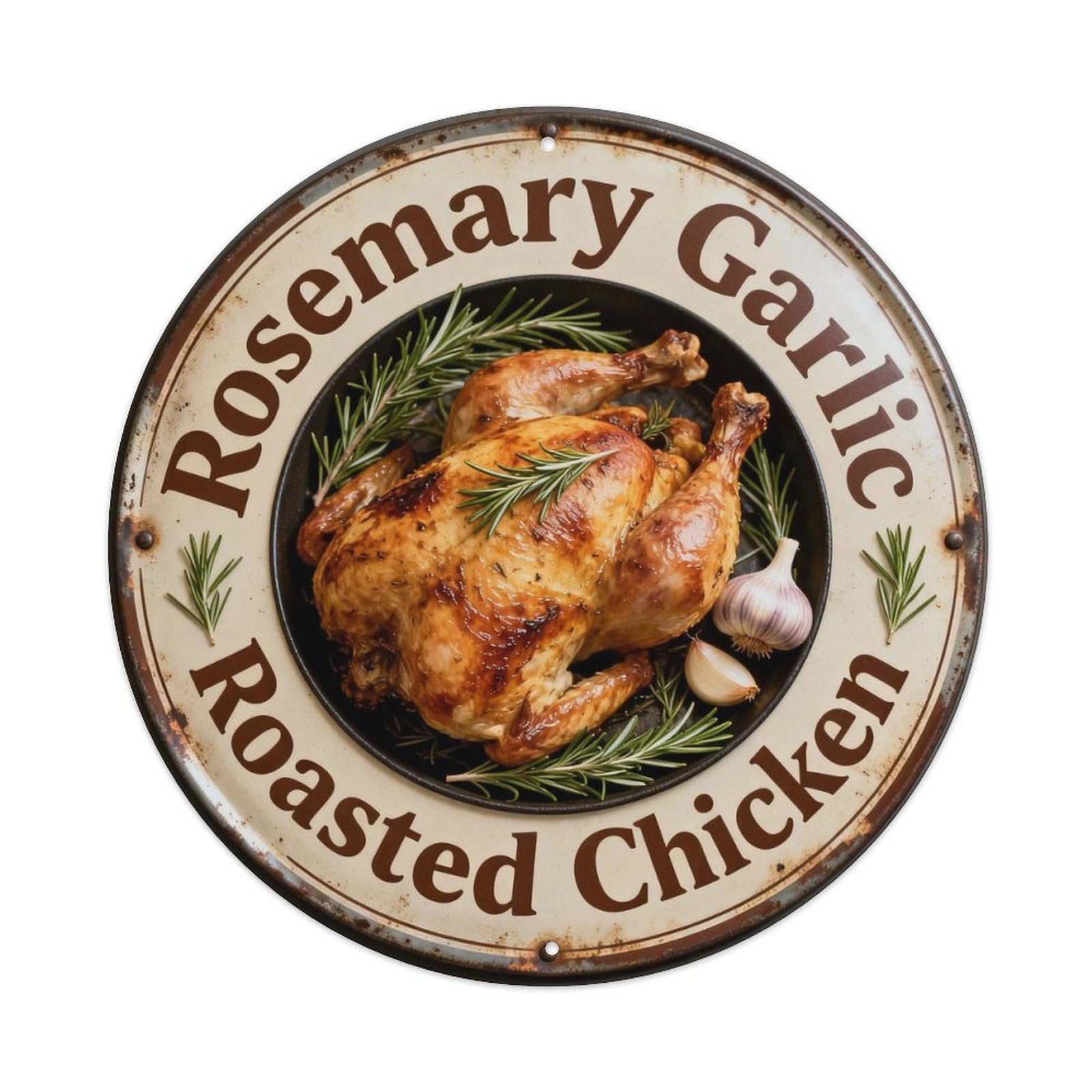 Rosemary Garlic Roasted Chicken Metal Tin Sign Plaque