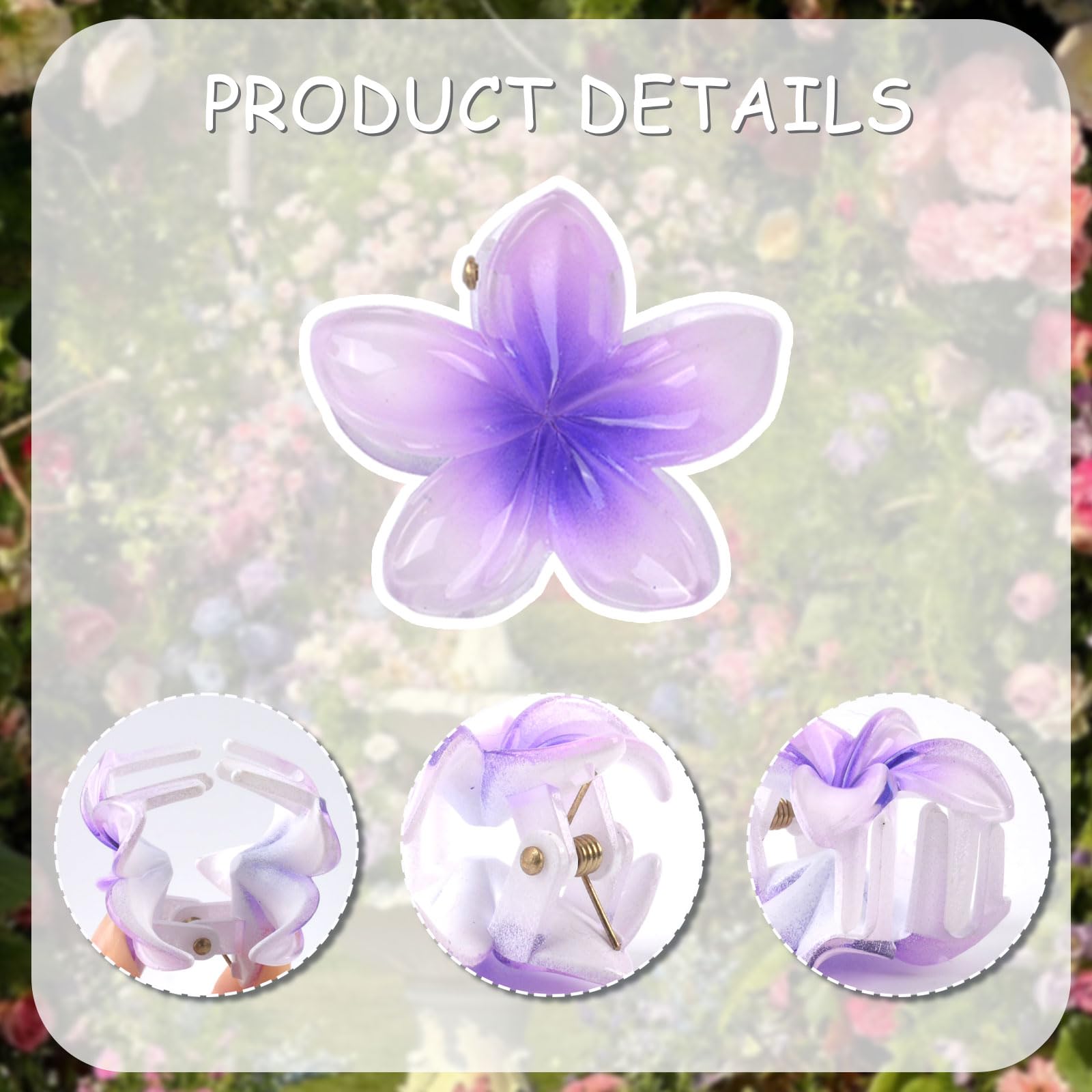 MUNSKT 6 PCS Flower Hair Clips Flower Claw Clips for Medium Thick Hair Strong Hold Hawaiian Style for Women Girls - Image 3