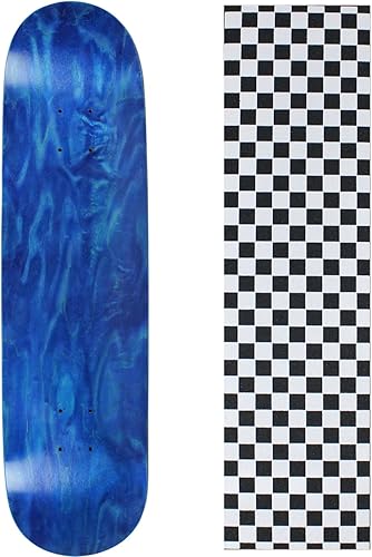 Tabla de skate (Pro 7capas de arce canadiense manchado de color azul con Griptape