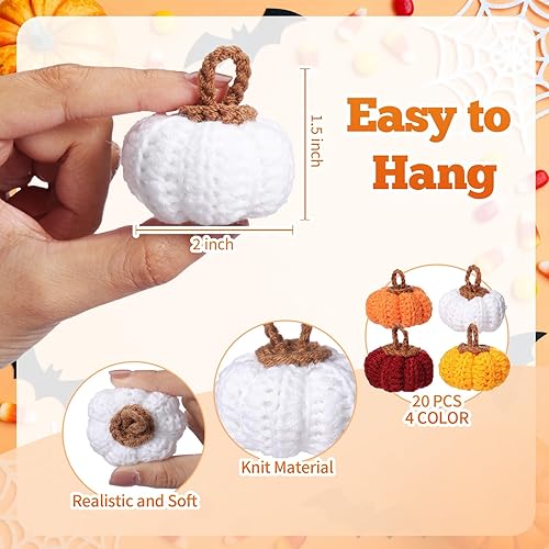 Miniatura 2 de 20 calabazas de punto, mini calabazas de ganchillo, decoraciones de otoño de Acción de Gracias, decoración de otoño, relleno de cuencos de 2